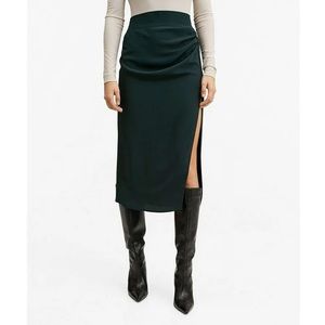 MANGO Vent midi skirt in dark green